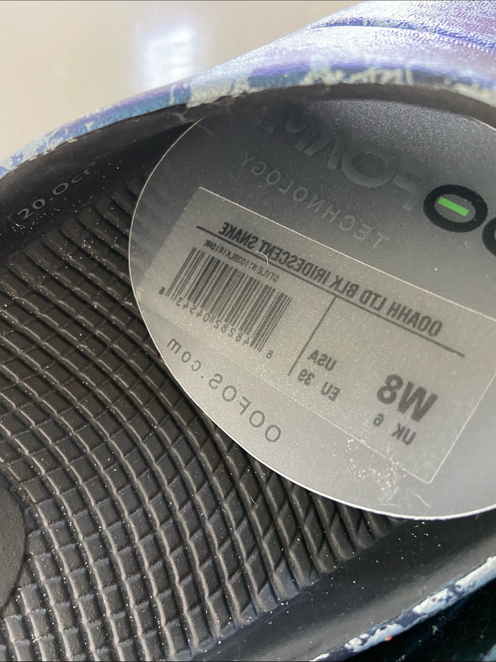 Women's Black Slides with blue Marble - Casual Comfort - Picture 15 of 15